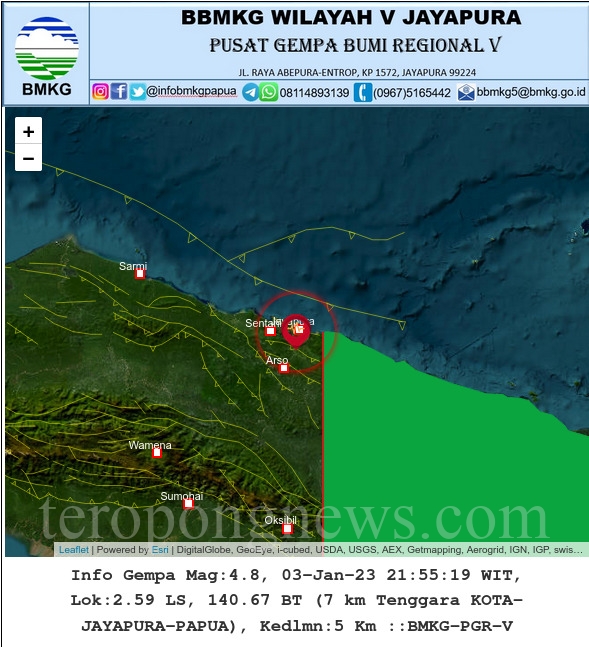 149 Kali Gempa Susulan di Kota Jayapura, Tak Berpotensi Tsunami