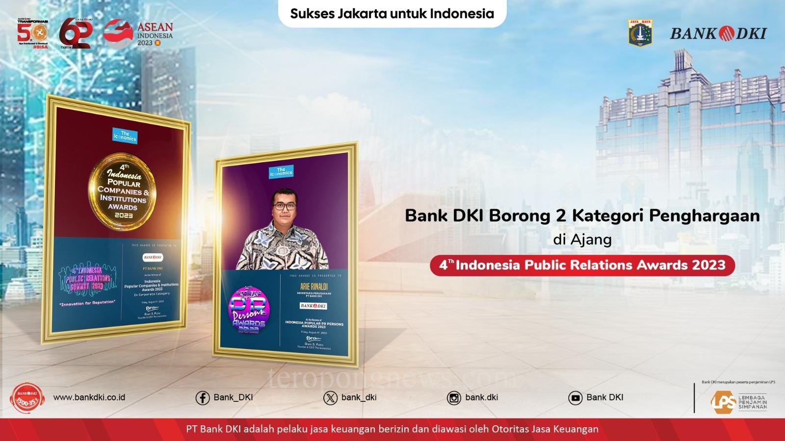 Bank DKI Raih 2 Kategori Penghargaan di Ajang 4th Indonesia Public Relations Awards 2023