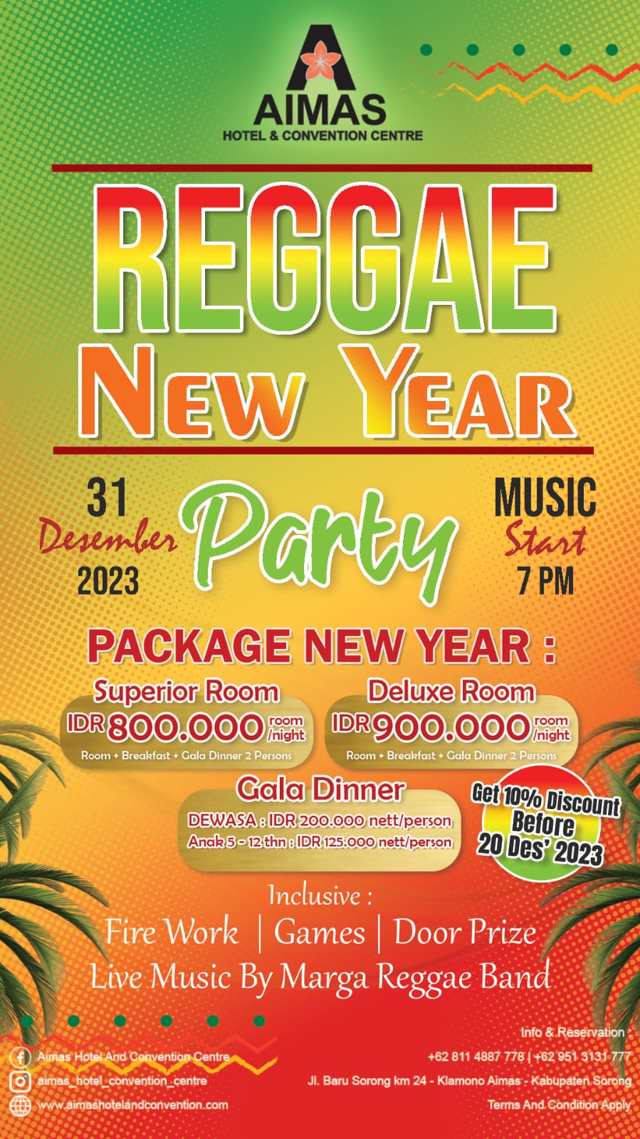 Aimas Hotel & Convention Centre Tawarkan Paket Malam Tahun Baru, Ada Reggae Party