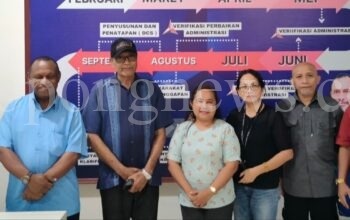 Sekretaris DPD Partai Demokrat Provinsi PBD foto bersama dengan Tim Penjaringan Bacakada Partai Demokrat PBD di Sekretariat Pendaftaran Bacakada, Rabu (17/4/2024)