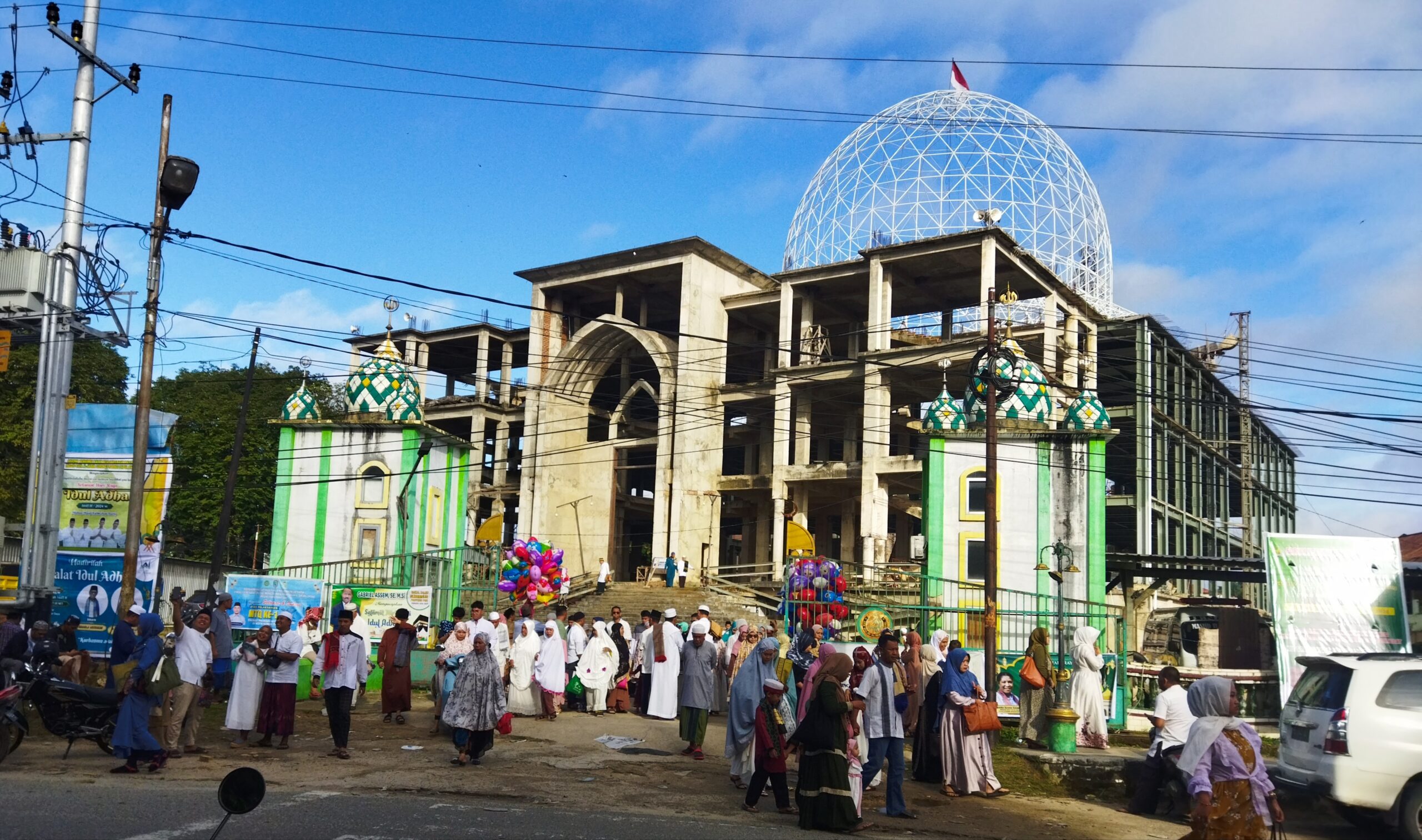 Kondisi terkini pembangunan masjid Raya Al Akbar Papua Barat Daya.