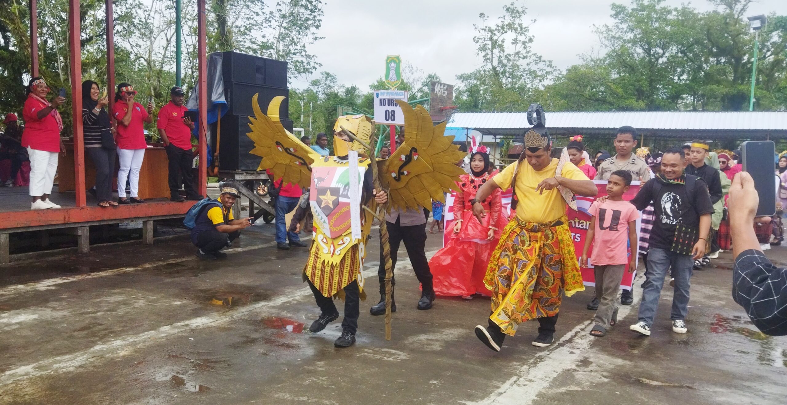 Burung Garuda Pancasila pun turut ikut meriahkan Karnaval sambut Kemerdekaan RI ke 79 tahun di Ibu Kota Kabupaten Asmat, Kamis (15/8/2024)