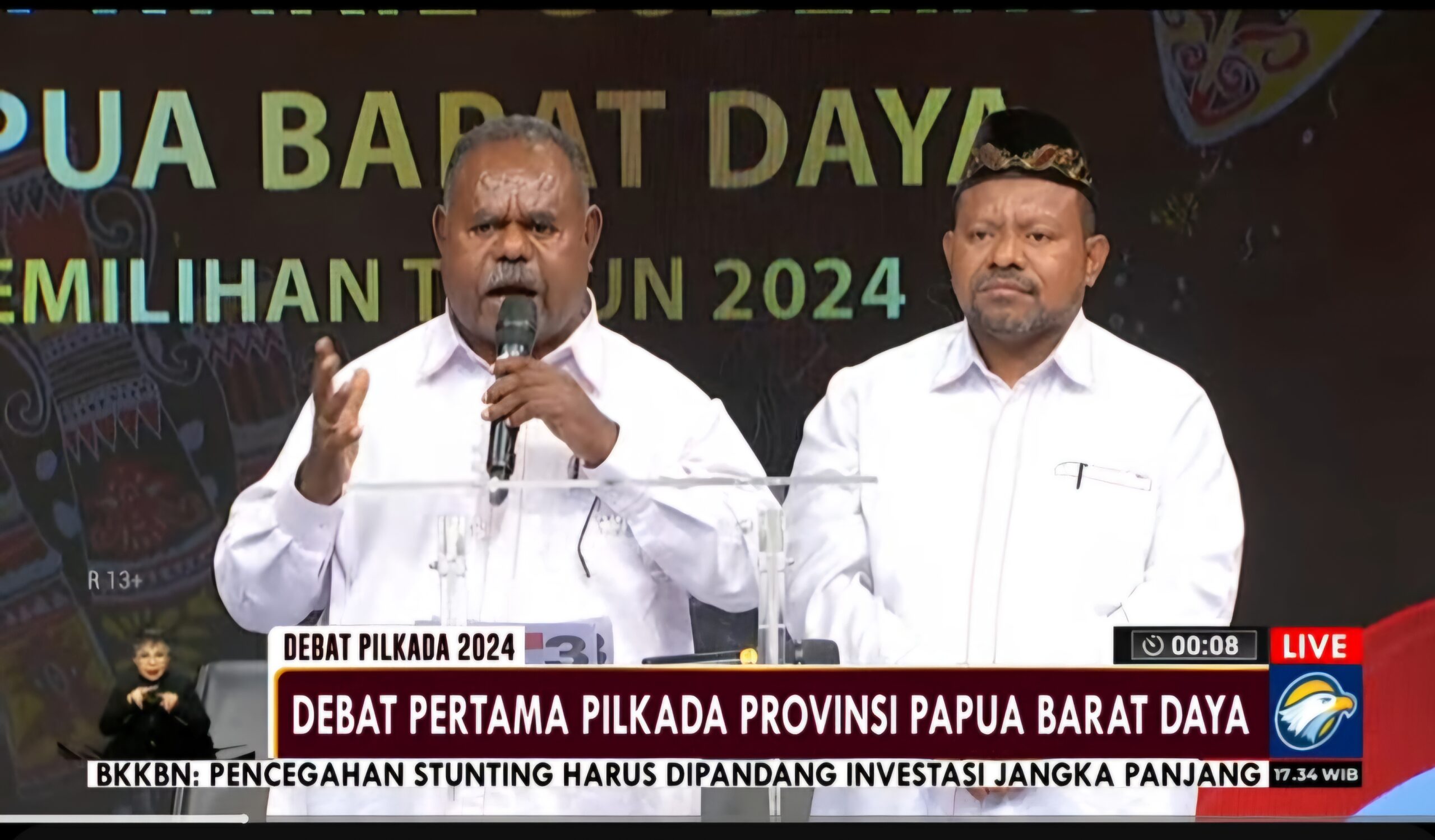 Tangkapan layar debat kandidat pertama cagub cawagub provinsi PBD